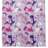 宇宙恐竜、かわいい恐竜、星、宇宙船 シャワーカーテン (正面)