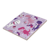 宇宙恐竜、かわいい恐竜、星、宇宙船 タイル (側面)