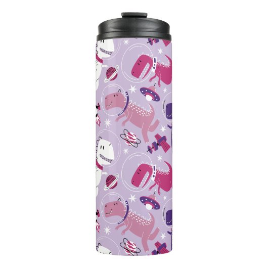 宇宙恐竜、かわいい恐竜、星、宇宙船 タンブラー (正面)