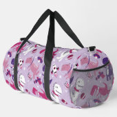 宇宙恐竜、かわいい恐竜、星、宇宙船 ダッフルバッグ (右コーナー)