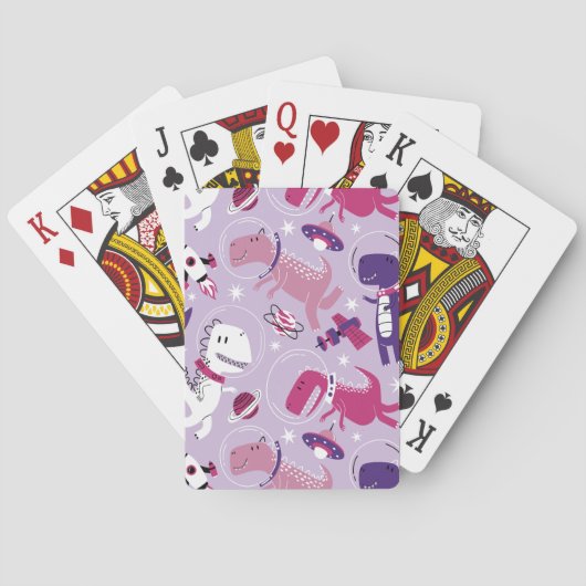 宇宙恐竜、かわいい恐竜、星、宇宙船 トランプ (裏面)