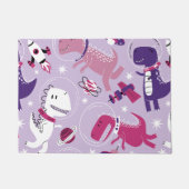 宇宙恐竜、かわいい恐竜、星、宇宙船 ドアマット (正面)