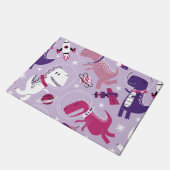 宇宙恐竜、かわいい恐竜、星、宇宙船 ドアマット (アングル)