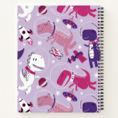 宇宙恐竜、かわいい恐竜、星、宇宙船 ノートブック (裏面)