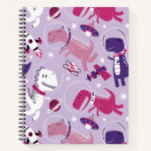 宇宙恐竜、かわいい恐竜、星、宇宙船 ノートブック (正面)