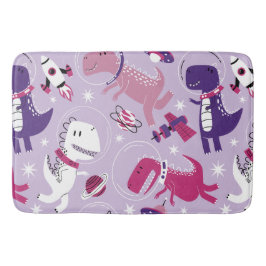 宇宙恐竜、かわいい恐竜、星、宇宙船 バスマット