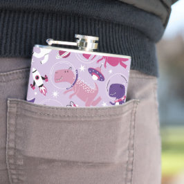 宇宙恐竜、かわいい恐竜、星、宇宙船 フラスク