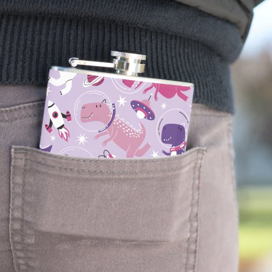 宇宙恐竜、かわいい恐竜、星、宇宙船 フラスク (インサイチュ)