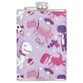 宇宙恐竜、かわいい恐竜、星、宇宙船 フラスク (正面)