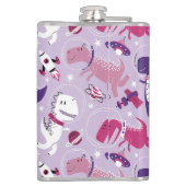 宇宙恐竜、かわいい恐竜、星、宇宙船 フラスク (裏面)