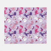 宇宙恐竜、かわいい恐竜、星、宇宙船 フリースブランケット (正面(横))