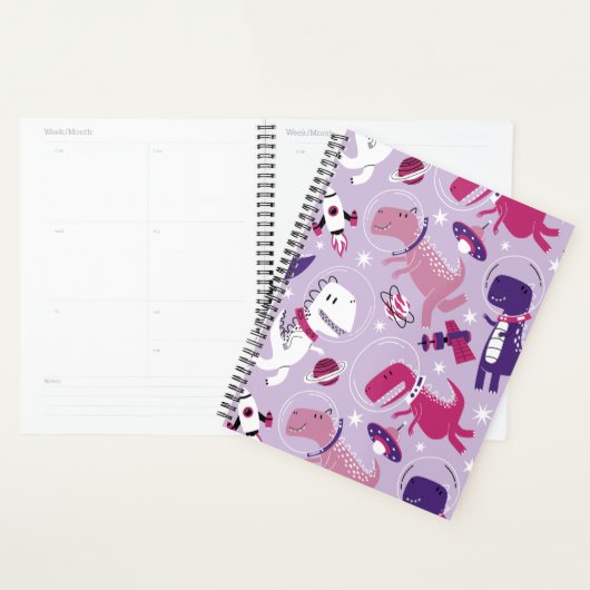 宇宙恐竜、かわいい恐竜、星、宇宙船 プランナー手帳 (ディスプレー)
