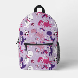 宇宙恐竜、かわいい恐竜、星、宇宙船 プリントバックパック