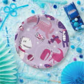 宇宙恐竜、かわいい恐竜、星、宇宙船 ペーパープレート (パーティー)