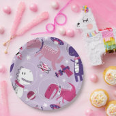 宇宙恐竜、かわいい恐竜、星、宇宙船 ペーパープレート (パーティー)