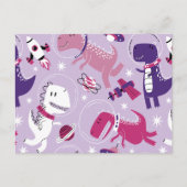 宇宙恐竜、かわいい恐竜、星、宇宙船 ポストカード (正面)