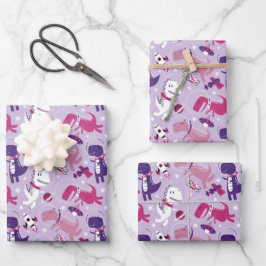 宇宙恐竜、かわいい恐竜、星、宇宙船 ラッピングペーパーシート