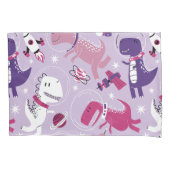 宇宙恐竜、かわいい恐竜、星、宇宙船 枕カバー (正面)