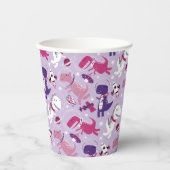 宇宙恐竜、かわいい恐竜、星、宇宙船 紙コップ (正面)