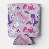 宇宙恐竜、かわいい恐竜、星、宇宙船 缶クーラー (正面)