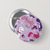 宇宙恐竜、かわいい恐竜、星、宇宙船 缶バッジ (正面&裏面)