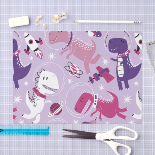 宇宙恐竜、かわいい恐竜、星、宇宙船 薄葉紙 (クラフト)