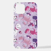 宇宙恐竜、かわいい恐竜、星、宇宙船 iPhoneケース (裏面)