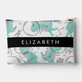 宇宙恐竜、可愛い恐竜、星、あなたの名前 アクセサリーポーチ (裏面)