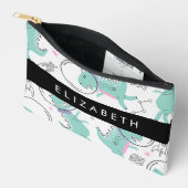 宇宙恐竜、可愛い恐竜、星、あなたの名前 アクセサリーポーチ (見開き)