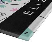 宇宙恐竜、可愛い恐竜、星、あなたの名前 カッティングボード (角)