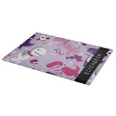 宇宙恐竜、可愛い恐竜、星、あなたの名前 カッティングボード (角)