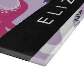 宇宙恐竜、可愛い恐竜、星、あなたの名前 カッティングボード (角)