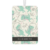 宇宙恐竜、可愛い恐竜、星、あなたの名前 カーエアーフレッシュナー (裏面)