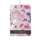 宇宙恐竜、可愛い恐竜、星、あなたの名前 カーエアーフレッシュナー (正面)