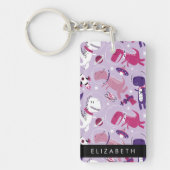 宇宙恐竜、可愛い恐竜、星、あなたの名前 キーホルダー (正面)