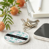 宇宙恐竜、可愛い恐竜、星、あなたの名前 キーホルダー (側面)