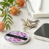 宇宙恐竜、可愛い恐竜、星、あなたの名前 キーホルダー (側面)