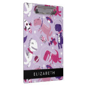 宇宙恐竜、可愛い恐竜、星、あなたの名前 クリップボード (右)