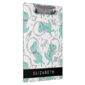 宇宙恐竜、可愛い恐竜、星、あなたの名前 クリップボード (右)