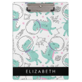 宇宙恐竜、可愛い恐竜、星、あなたの名前 クリップボード (正面)