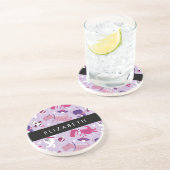 宇宙恐竜、可愛い恐竜、星、あなたの名前 コースター (側面)