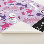 宇宙恐竜、可愛い恐竜、星、あなたの名前 シェルパブランケット (3/4)