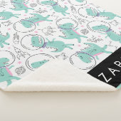 宇宙恐竜、可愛い恐竜、星、あなたの名前 シェルパブランケット (3/4)