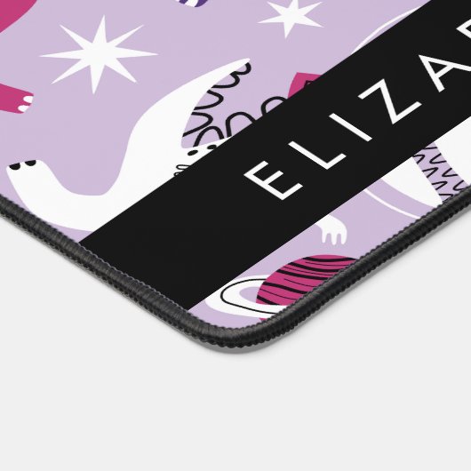 宇宙恐竜、可愛い恐竜、星、あなたの名前 デスクマット (コーナー)