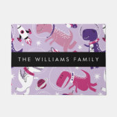 宇宙恐竜、可愛い恐竜、星、あなたの名前 ドアマット (正面)