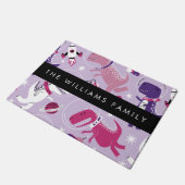 宇宙恐竜、可愛い恐竜、星、あなたの名前 ドアマット (アングル)