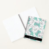 宇宙恐竜、可愛い恐竜、星、あなたの名前 ノートブック (内部)