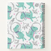 宇宙恐竜、可愛い恐竜、星、あなたの名前 ノートブック (裏面)