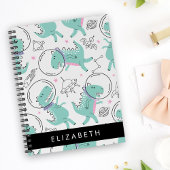 宇宙恐竜、可愛い恐竜、星、あなたの名前 ノートブック