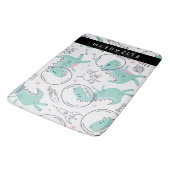 宇宙恐竜、可愛い恐竜、星、あなたの名前 バスマット (アングル)